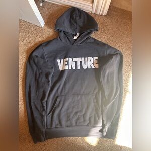 Grey graphic hoodie “venture” front graphic